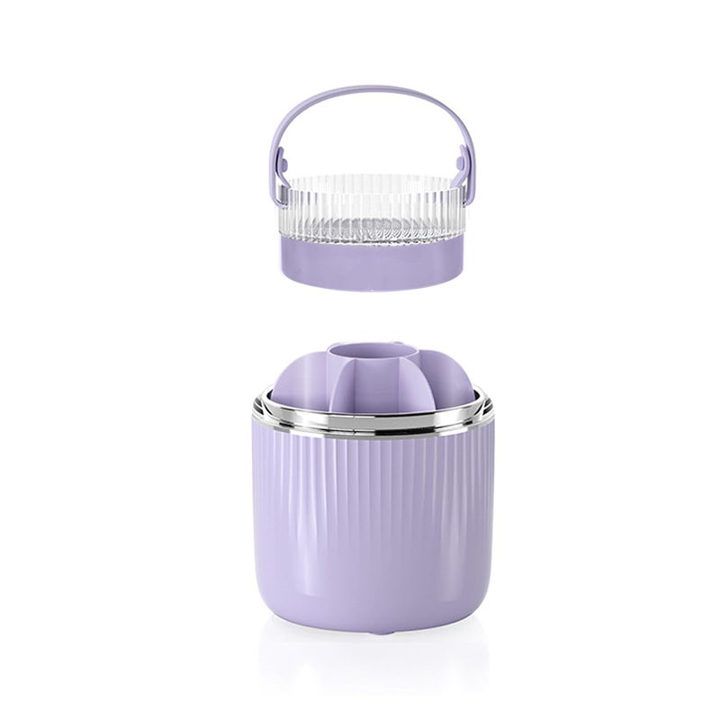 Rebex Makeup Brush Holder Organizer Cleaning Set,360 Rotating and Easy upside down Drying, for Cosmetics, Facial Brush,Nail Polish, Art Supply, Bathroom Vanity Desktop Organizer(Purple) - Image 1